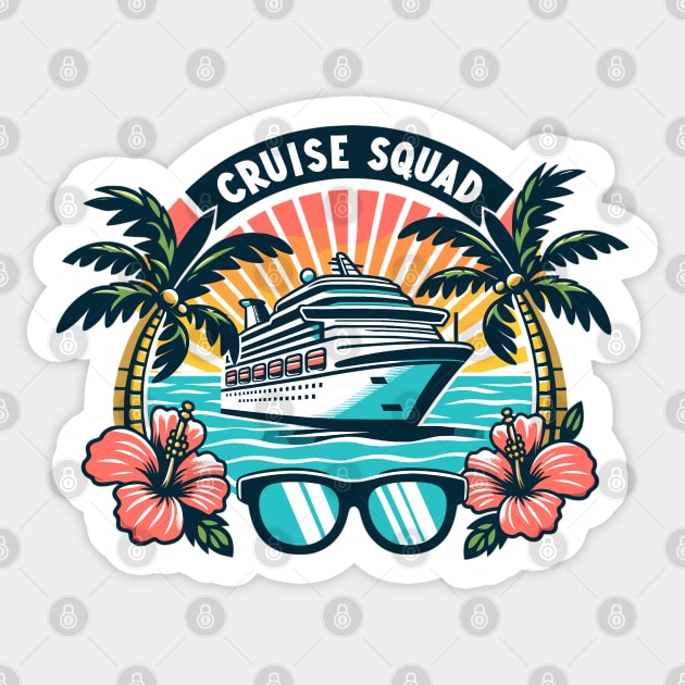Cruise Squad - Tropical Cruise Ship & Sunset Design Sticker by WarFX Designs